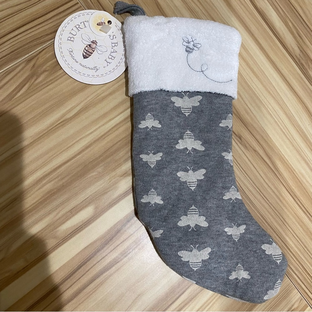 Mini Burt's Bees Baby Gray and Cream Bee Stocking